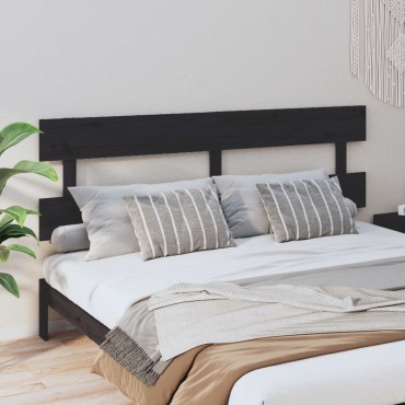 vidaXL Κεφαλάρι Κρεβατιού Μαύρο 184x3x81cm Μασίφ Ξύλο Πεύκου 1 τεμ.