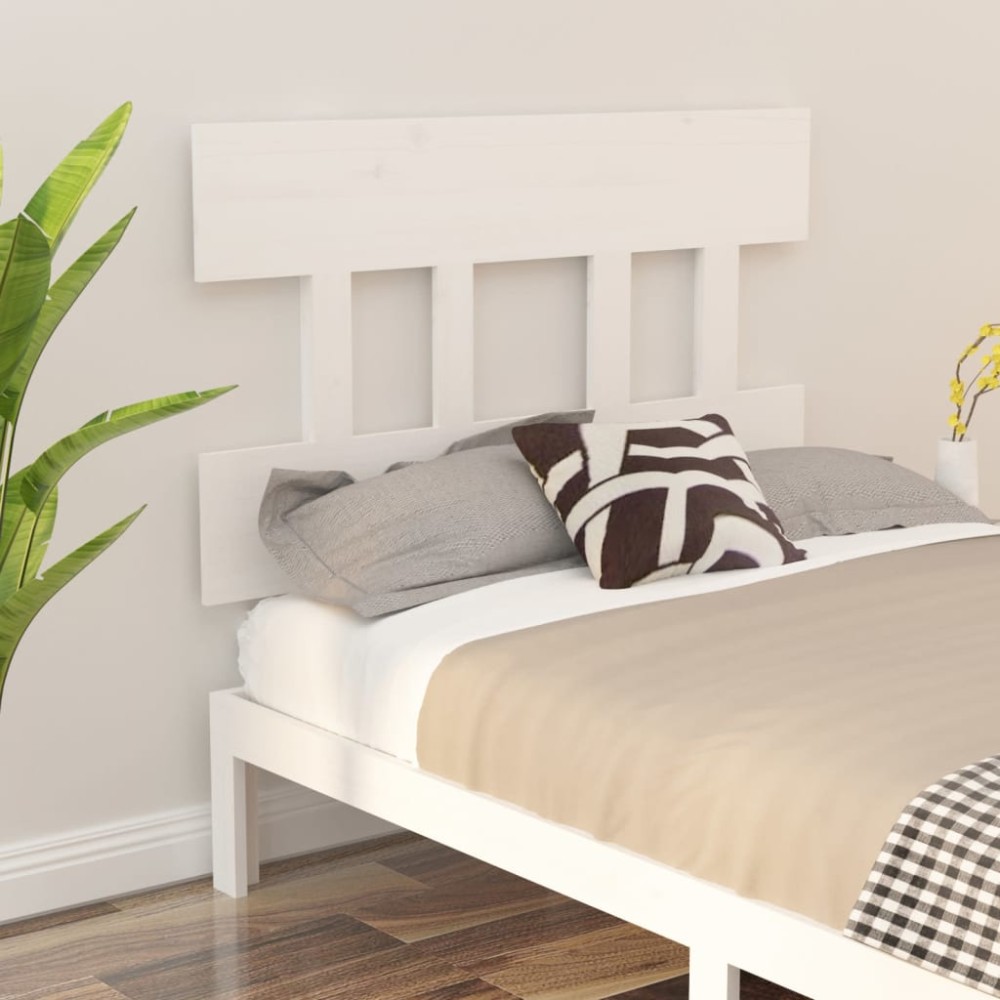 vidaXL Κεφαλάρι Κρεβατιού Λευκό 103,5x3x81cm Μασίφ Ξύλο Πεύκου 1 τεμ.
