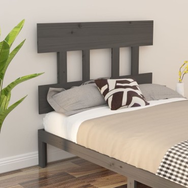 vidaXL Κεφαλάρι Κρεβατιού Γκρι 103,5x3x81cm από Μασίφ Ξύλο Πεύκου 1 τεμ.