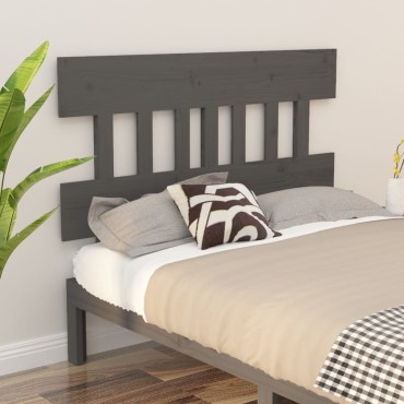 vidaXL Κεφαλάρι Κρεβατιού Γκρι 138,5x3x81cm από Μασίφ Ξύλο Πεύκου 1 τεμ.