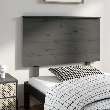 vidaXL Κεφαλάρι Κρεβατιού Γκρι 104x6x82,5cm από Μασίφ Ξύλο Πεύκου 1 τεμ.