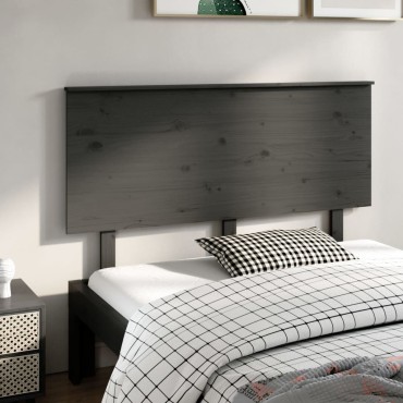 vidaXL Κεφαλάρι Κρεβατιού Γκρι 144x6x82,5cm από Μασίφ Ξύλο Πεύκου 1 τεμ.