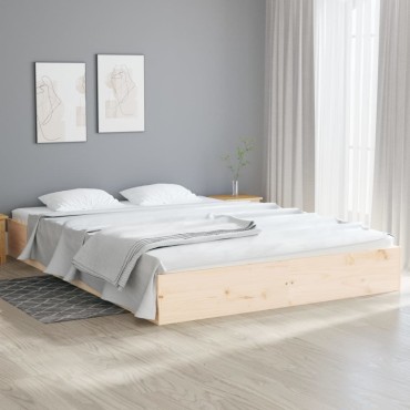 vidaXL Σκελετός Κρεβατιού Χωρίς Στρώμα 200x200cm Μασίφ Ξύλο 1 τεμ. - Διπλό