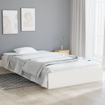 vidaXL Πλαίσιο Κρεβατιού Λευκό 90x200cm από Μασίφ Ξύλο 1 τεμ. - Μονό