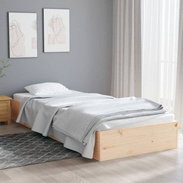 vidaXL Πλαίσιο Κρεβατιού 75x190cm από Μασίφ Ξύλο Small Single 1 τεμ. - Μονό