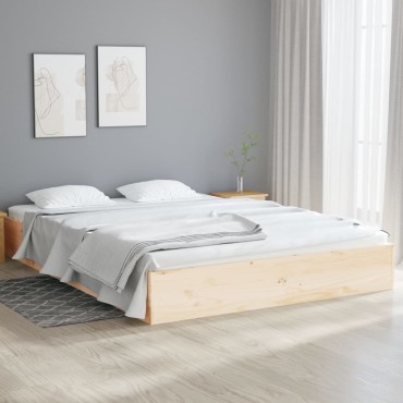 vidaXL Πλαίσιο Κρεβατιού 140x190cm από Μασίφ Ξύλο 1 τεμ. - Μονό