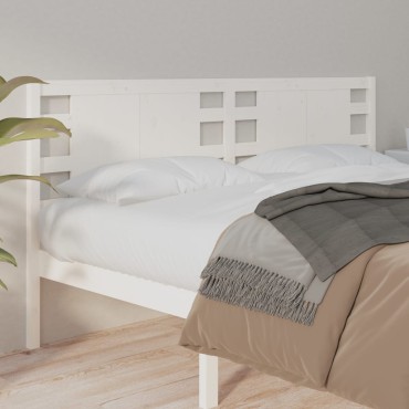 vidaXL Κεφαλάρι Κρεβατιού Λευκό 156x4x100cm Μασίφ Ξύλο Πεύκου 1 τεμ.