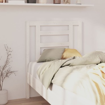 vidaXL Κεφαλάρι Κρεβατιού Λευκό 81x4x100cm από Μασίφ Ξύλο Πεύκου 1 τεμ.