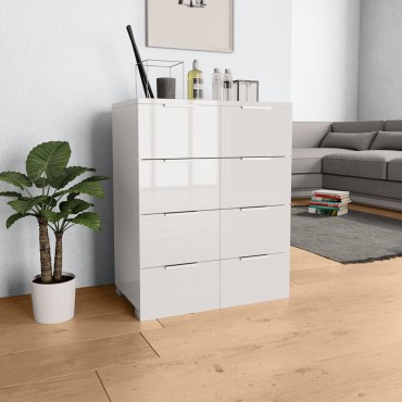 vidaXL Μπουφές Ψηλός Γυαλιστερός Λευκός 60x35x80cm Επεξ. Ξύλο 1 τεμ.