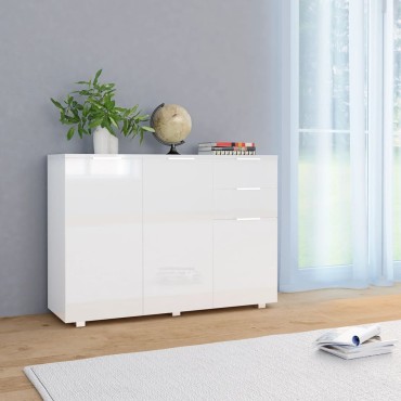 vidaXL Μπουφές Γυαλιστερός Λευκός 107x35x80,5cm 1 τεμ.