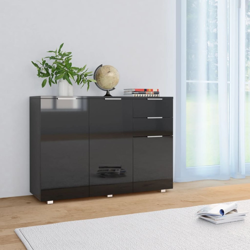 vidaXL Μπουφές Γυαλιστερός Μαύρος 107x35x80,5cm 1 τεμ.