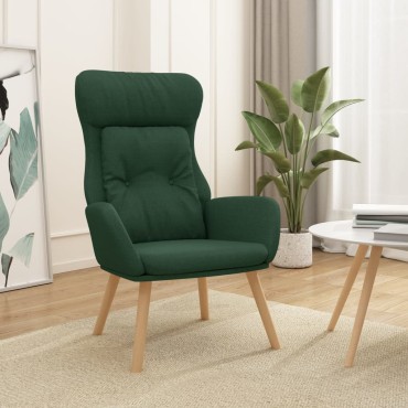 vidaXL Πολυθρόνα Relax Σκούρο Πράσινο Υφασμάτινη 70x77x94cm 1 τεμ.