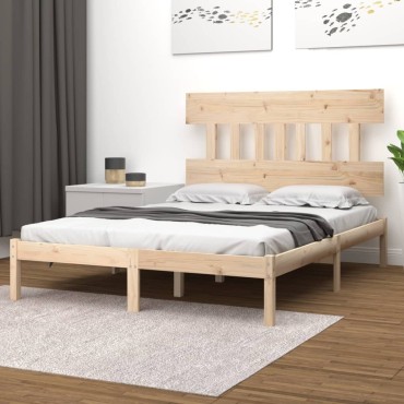 vidaXL Πλαίσιο Κρεβατιού 150x200cm Μασίφ Ξύλο King Size 1 τεμ. - Διπλό