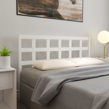 vidaXL Κεφαλάρι Κρεβατιού Λευκό 156x4x100cm Μασίφ Ξύλο Πεύκου 1 τεμ.