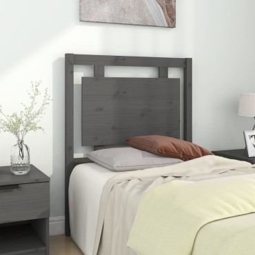 vidaXL Κεφαλάρι Κρεβατιού Γκρι 80,5x4x100cm από Μασίφ Ξύλο Πεύκου 1 τεμ.