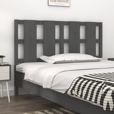 vidaXL Κεφαλάρι Κρεβατιού Γκρι 125,5x4x100cm Μασίφ Ξύλο Πεύκου 1 τεμ.