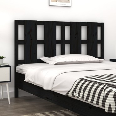 vidaXL Κεφαλάρι Κρεβατιού Μαύρο 125,5x4x100cm Μασίφ Ξύλο Πεύκου 1 τεμ.