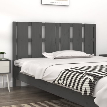 vidaXL Κεφαλάρι Κρεβατιού Γκρι 155,5x4x100cm Μασίφ Ξύλο Πεύκου 1 τεμ.