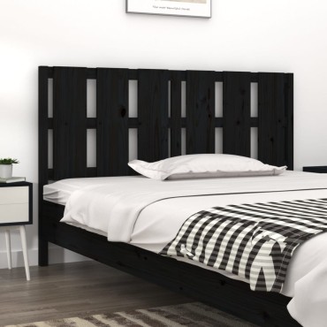 vidaXL Κεφαλάρι Κρεβατιού Μαύρο 155,5x4x100cm από Μασίφ Ξύλο Πεύκου 1 τεμ.