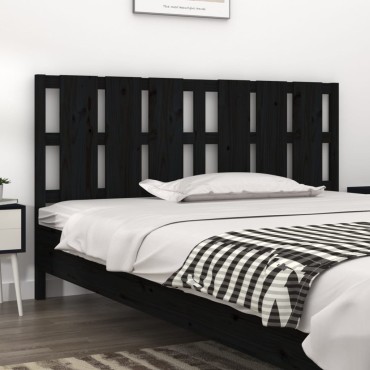 vidaXL Κεφαλάρι Κρεβατιού Μαύρο 165,5x4x100cm από Μασίφ Ξύλο Πεύκου 1 τεμ.