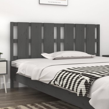 vidaXL Κεφαλάρι Κρεβατιού Γκρι 185,5x4x100cm από Μασίφ Ξύλο Πεύκου 1 τεμ.