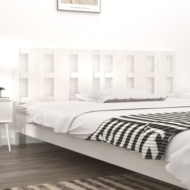 vidaXL Κεφαλάρι Κρεβατιού Λευκό 205,5x4x100cm από Μασίφ Ξύλο Πεύκου 1 τεμ.