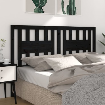 vidaXL Κεφαλάρι Κρεβατιού Μαύρο 126x4x100cm Μασίφ Ξύλο Πεύκου 1 τεμ.
