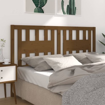 vidaXL Κεφαλάρι Κρεβατιού Μελί 166x4x100cm από Μασίφ Ξύλο Πεύκου 1 τεμ.