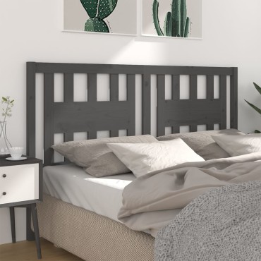 vidaXL Κεφαλάρι Κρεβατιού Γκρι 186x4x100cm από Μασίφ Ξύλο Πεύκου 1 τεμ.