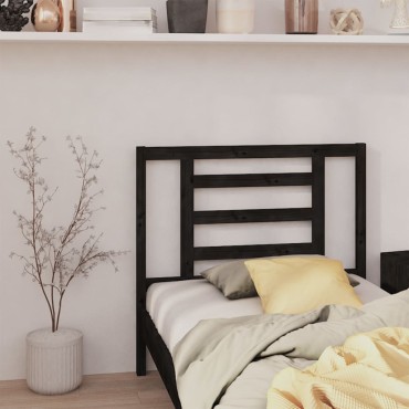 vidaXL Κεφαλάρι Κρεβατιού Μαύρο 106x4x100cm Μασίφ Ξύλο Πεύκου 1 τεμ.