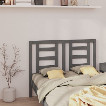vidaXL Κεφαλάρι Κρεβατιού Γκρι 126x4x100cm από Μασίφ Ξύλο Πεύκου 1 τεμ.