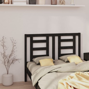 vidaXL Κεφαλάρι Κρεβατιού Μαύρο 126x4x100cm Μασίφ Ξύλο Πεύκου 1 τεμ.