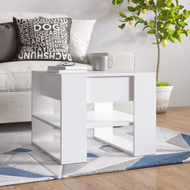 vidaXL Τραπεζάκι Σαλονιού Λευκό 55,5x55x45cm από Επεξεργ. Ξύλο 1 τεμ.