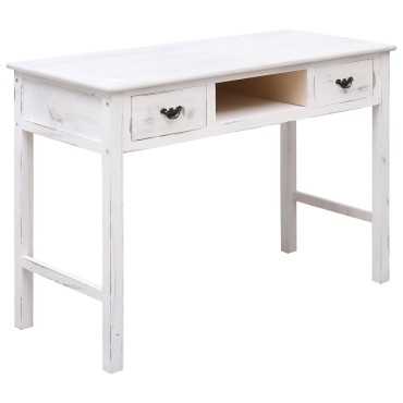 vidaXL Τραπέζι Κονσόλα Αντικέ Λευκό 110x45x76cm Ξύλινο 1 τεμ.