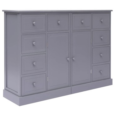 vidaXL Ντουλάπι με 10 Συρτάρια Γκρι 113x30x79cm από Ξύλο 1 τεμ.