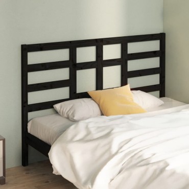 vidaXL Κεφαλάρι Κρεβατιού Μαύρο 126x4x104cm Μασίφ Ξύλο Πεύκου 1 τεμ.