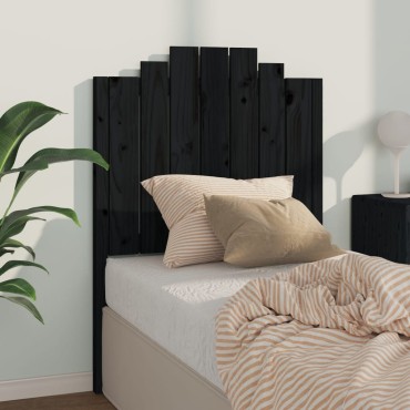 vidaXL Κεφαλάρι Κρεβατιού Μαύρο 81x4x110cm από Μασίφ Ξύλο Πεύκου 1 τεμ.