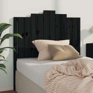 vidaXL Κεφαλάρι Κρεβατιού Μαύρο 106x4x110cm Μασίφ Ξύλο Πεύκου 1 τεμ.