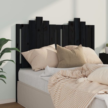 vidaXL Κεφαλάρι Κρεβατιού Μαύρο 126x4x110cm από Μασίφ Ξύλο Πεύκου 1 τεμ.