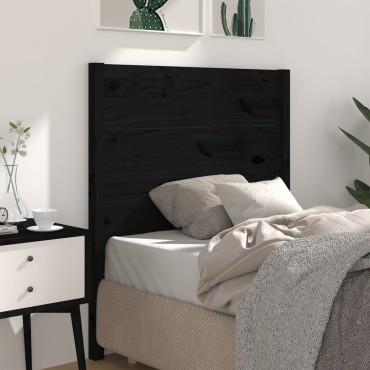vidaXL Κεφαλάρι Κρεβατιού Μαύρο 96x4x100cm από Μασίφ Ξύλο Πεύκου 1 τεμ.
