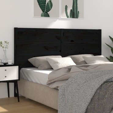 vidaXL Κεφαλάρι Κρεβατιού Μαύρο 206x4x100cm Μασίφ Ξύλο Πεύκου 1 τεμ.