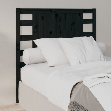 vidaXL Κεφαλάρι Κρεβατιού Μαύρο 106x4x100cm Μασίφ Ξύλο Πεύκου 1 τεμ.