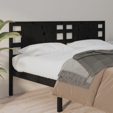 vidaXL Κεφαλάρι Κρεβατιού Μαύρο 146x4x100cm Μασίφ Ξύλο Πεύκου 1 τεμ.