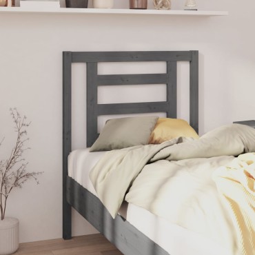 vidaXL Κεφαλάρι Κρεβατιού Γκρι 81x4x100cm από Μασίφ Ξύλο Πεύκου 1 τεμ.