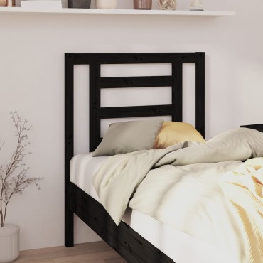 vidaXL Κεφαλάρι Κρεβατιού Μαύρο 81x4x100cm από Μασίφ Ξύλο Πεύκου 1 τεμ.