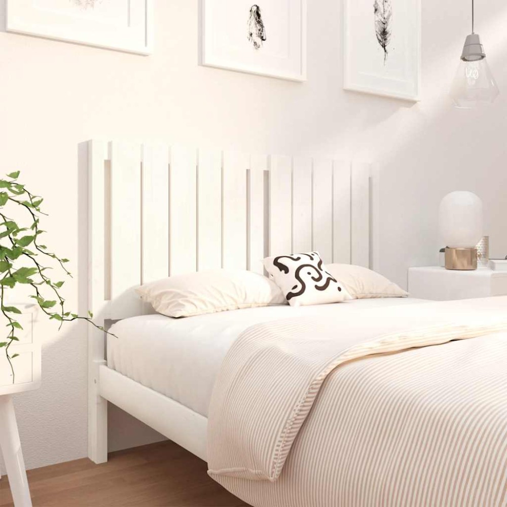 vidaXL Κεφαλάρι Κρεβατιού Λευκό 125,5x4x100cm Μασίφ Ξύλο Πεύκου 1 τεμ.