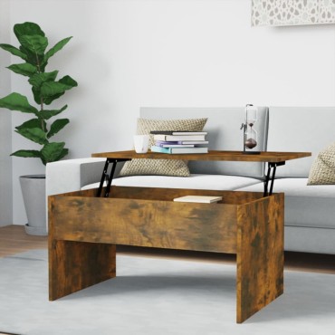 vidaXL Τραπεζάκι Σαλονιού Καπνιστή Δρυς 80x50,5x41,5cm Επεξεργ. Ξύλο 1 τεμ.