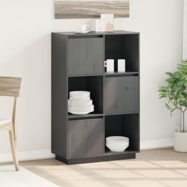 vidaXL Ντουλάπι Ψηλό Γκρι 74x35x117cm από Μασίφ Ξύλο Πεύκου 1 τεμ.