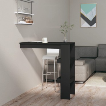 vidaXL Τραπέζι Μπαρ Τοίχου Μαύρο 102x45x103,5cm από Επεξεργ. Ξύλο 1 τεμ.
