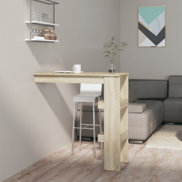 vidaXL Τραπέζι Μπαρ Τοίχου Sonoma Δρυς 102x45x103,5cm Επεξεργ. Ξύλο 1 τεμ.